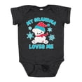 thumbnail image 1 of Inktastic Polar Bear My Grandma Loves Me in Santa Hat with Snowflakes Boys or Girls Baby Bodysuit, 1 of 5