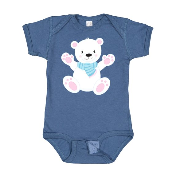 Inktastic Polar Bear, White Bear, Cute Bear, Bear with Scarf Boys or Girls Baby Bodysuit
