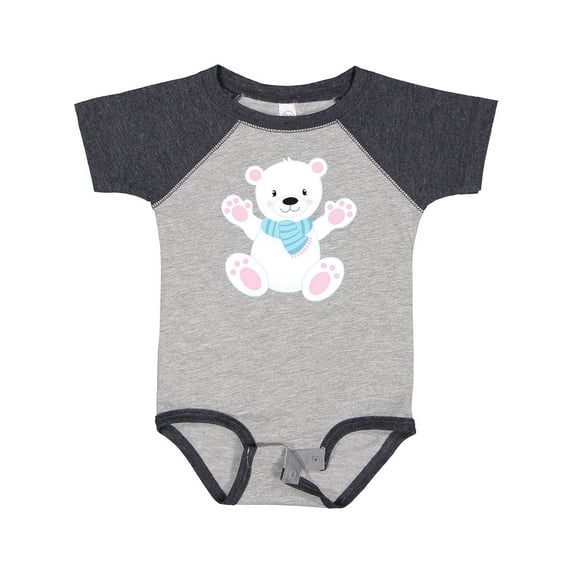 Inktastic Polar Bear, White Bear, Cute Bear, Bear with Scarf Boys or Girls Baby Bodysuit
