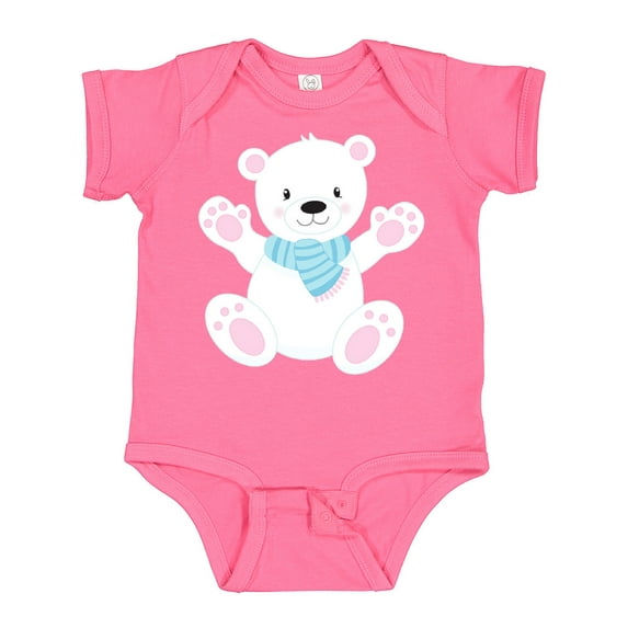 Inktastic Polar Bear, White Bear, Cute Bear, Bear with Scarf Boys or Girls Baby Bodysuit