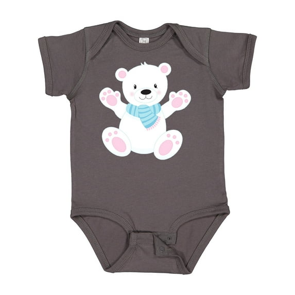 Inktastic Polar Bear, White Bear, Cute Bear, Bear with Scarf Boys or Girls Baby Bodysuit