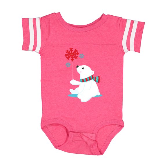 Inktastic Polar Bear With A Scarf, White Bear, Snowflakes Boys or Girls Baby Bodysuit