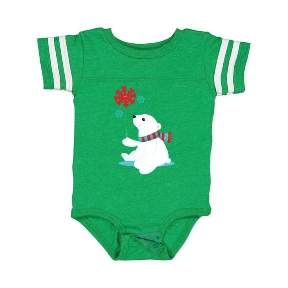 Inktastic Polar Bear With A Scarf, White Bear, Snowflakes Boys or Girls Baby Bodysuit