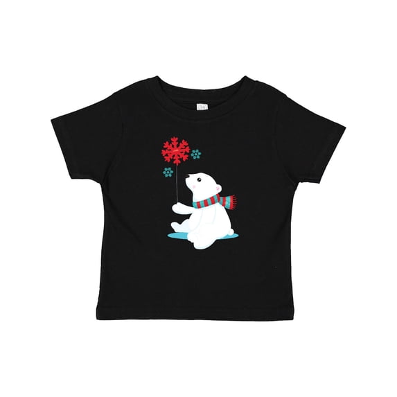 Inktastic Polar Bear With A Scarf, White Bear, Snowflakes Boys or Girls Baby T-Shirt