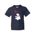 thumbnail image 1 of Inktastic Polar Bear With A Scarf, White Bear, Snowflakes Youth T-Shirt, 1 of 5
