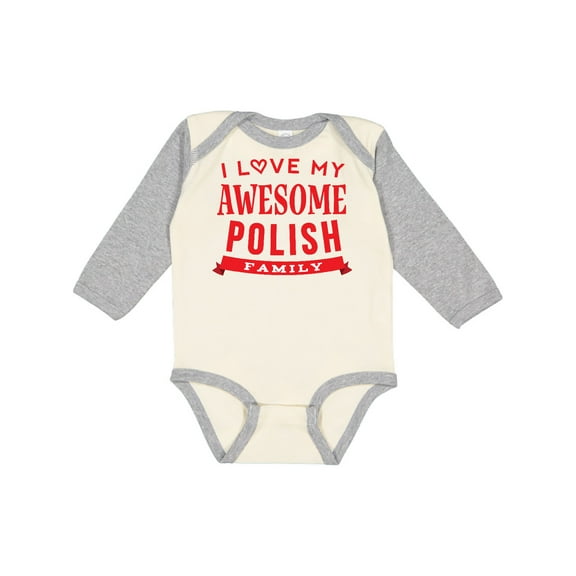 Inktastic Polish Heritage I Love My Awesome Family Boys or Girls Long Sleeve Baby Bodysuit