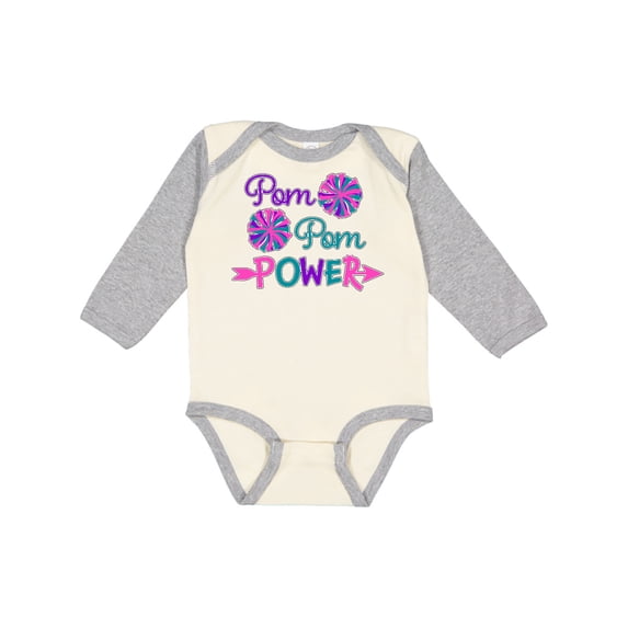 Inktastic Pom Pom Power- cheerleader Boys or Girls Long Sleeve Baby Bodysuit