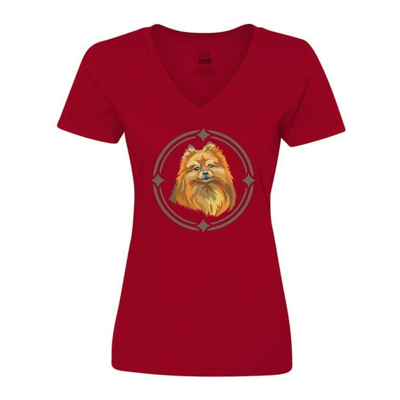 Inktastic Pomeranian Dog Art Women's V-Neck T-Shirt