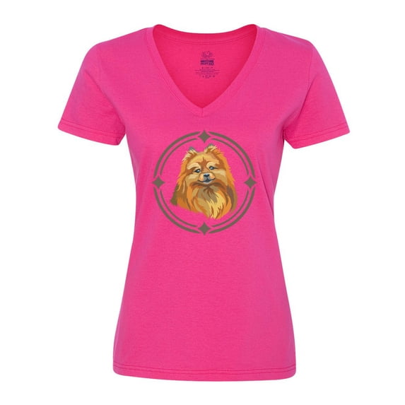 Inktastic Pomeranian Dog Art Women's V-Neck T-Shirt