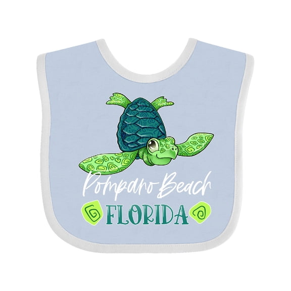 Inktastic Pompano Beach, Florida Happy Sea Turtle Boys or Girls Baby Bib