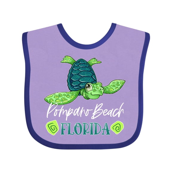 Inktastic Pompano Beach, Florida Happy Sea Turtle Boys or Girls Baby Bib