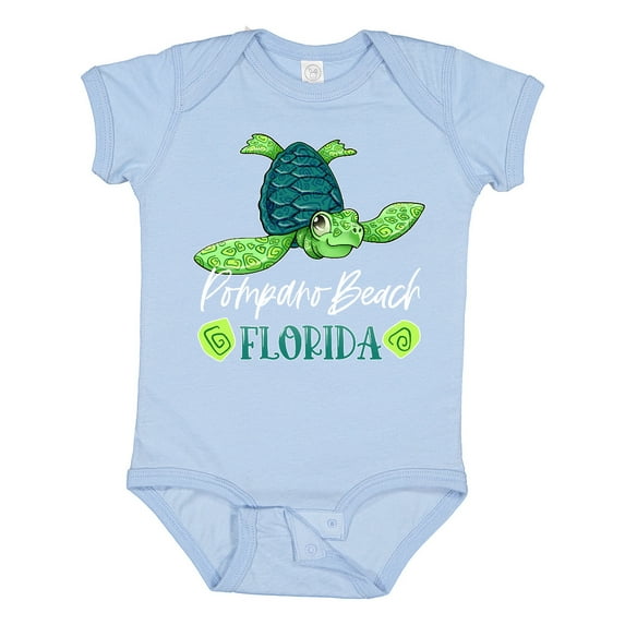 Inktastic Pompano Beach, Florida Happy Sea Turtle Boys or Girls Baby Bodysuit