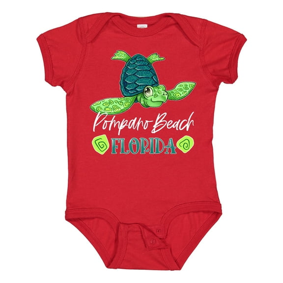Inktastic Pompano Beach, Florida Happy Sea Turtle Boys or Girls Baby Bodysuit