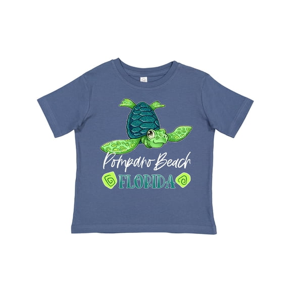Inktastic Pompano Beach, Florida Happy Sea Turtle Boys or Girls Toddler T-Shirt