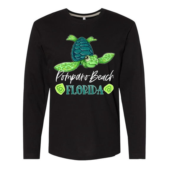 Inktastic Pompano Beach, Florida Happy Sea Turtle Long Sleeve T-Shirt