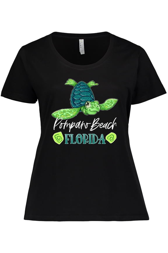 Pompano Beach, Florida Happy Sea Turtle Women's Plus Size T-Shirt