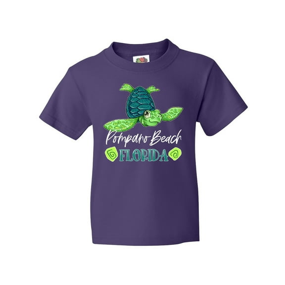 Inktastic Pompano Beach, Florida Happy Sea Turtle Youth T-Shirt