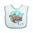 thumbnail image 1 of Inktastic Pompano Beach, Florida Swimming Sea Turtle with Bubbles Boys or Girls Baby Bib, 1 of 4