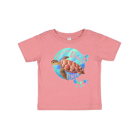Inktastic Pompano Beach, Florida Swimming Sea Turtle with Bubbles Boys or Girls Baby T-Shirt