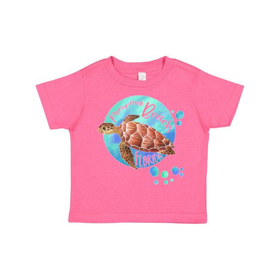 Inktastic Pompano Beach, Florida Swimming Sea Turtle with Bubbles Boys or Girls Toddler T-Shirt