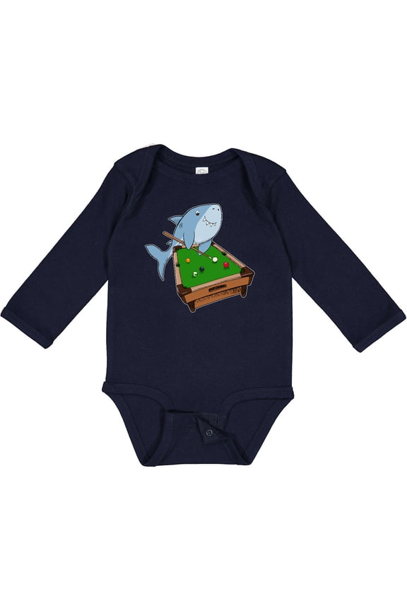 Pool Shark Boys or Girls Long Sleeve Baby Bodysuit