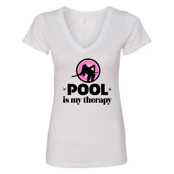 Inktastic Pool is My Therapy Billiards Player Women's V-Neck T-Shirt