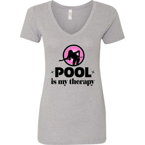 Inktastic Pool is My Therapy Billiards Player Women's V-Neck T-Shirt