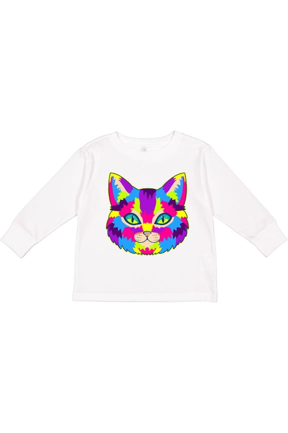 Pop Art Cat Boys or Girls Long Sleeve Toddler T-Shirt