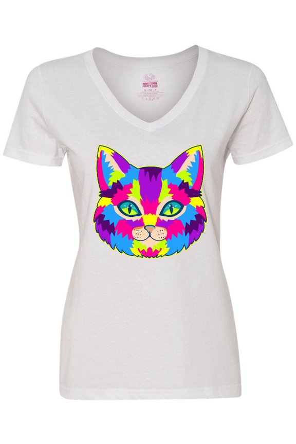 Pop Art Cat Women's V-Neck T-Shirt