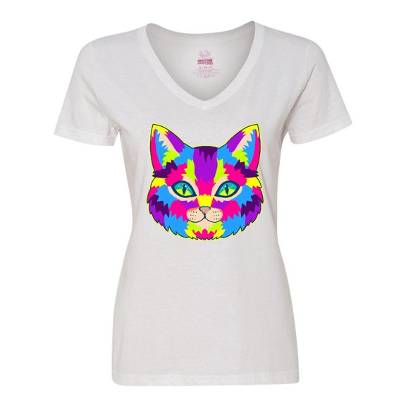 Inktastic Pop Art Cat Women's V-Neck T-Shirt