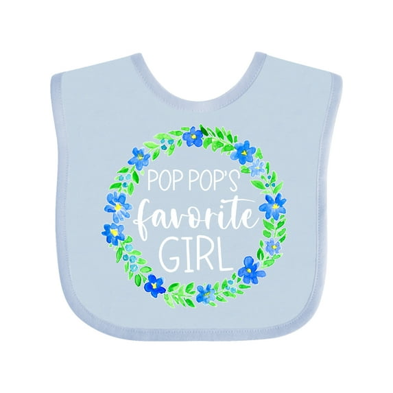 Inktastic Pop Pop's Favorite Girl Blue Flowers Wreath Girls Baby Bib
