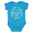 thumbnail image 1 of Inktastic Pop Pop's Favorite Girl Blue Flowers Wreath Girls Baby Bodysuit, 1 of 5