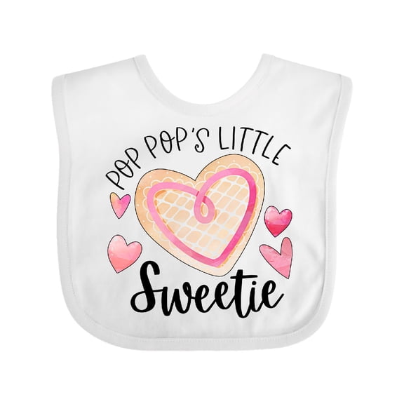 Inktastic Pop Pop's Little Sweetie with Pink Heart Cookie Boys or Girls Baby Bib