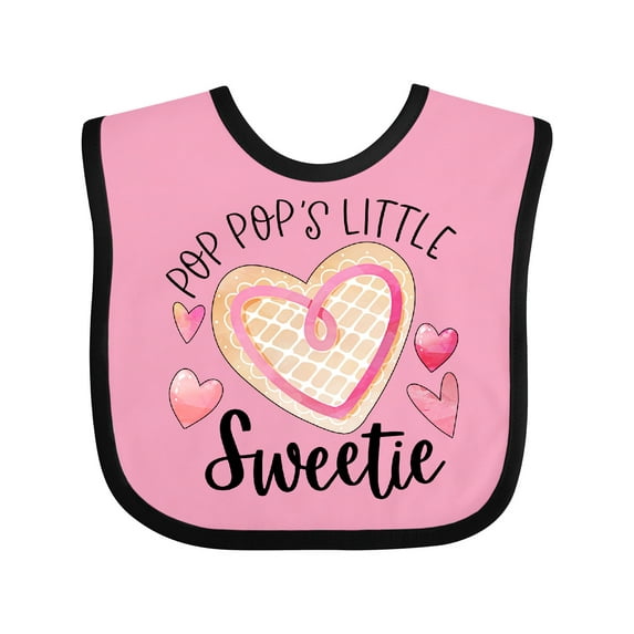 Inktastic Pop Pop's Little Sweetie with Pink Heart Cookie Boys or Girls Baby Bib