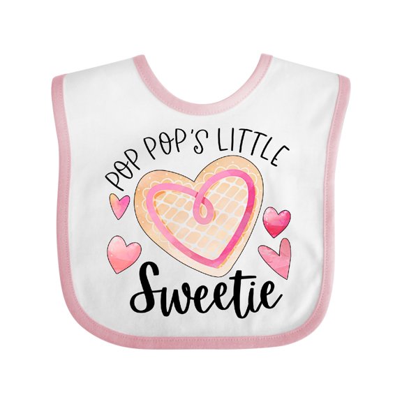 Inktastic Pop Pop's Little Sweetie with Pink Heart Cookie Boys or Girls Baby Bib