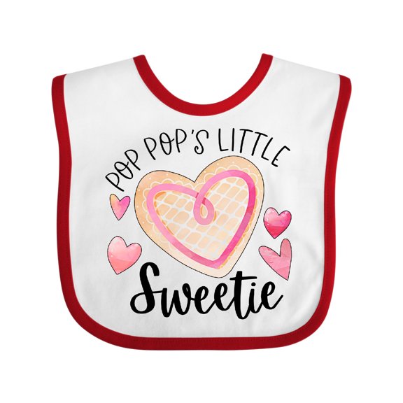 Inktastic Pop Pop's Little Sweetie with Pink Heart Cookie Boys or Girls Baby Bib