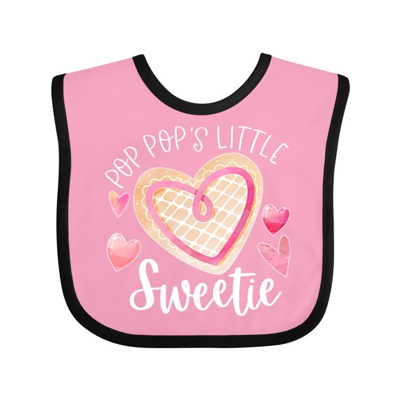 Inktastic Pop Pop's Little Sweetie with Pink Heart Cookie Boys or Girls Baby Bib