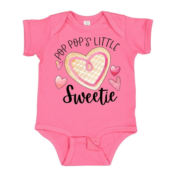 Inktastic Pop Pop's Little Sweetie with Pink Heart Cookie Boys or Girls Baby Bodysuit