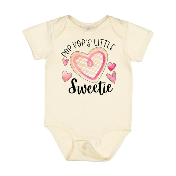 Inktastic Pop Pop's Little Sweetie with Pink Heart Cookie Boys or Girls Baby Bodysuit