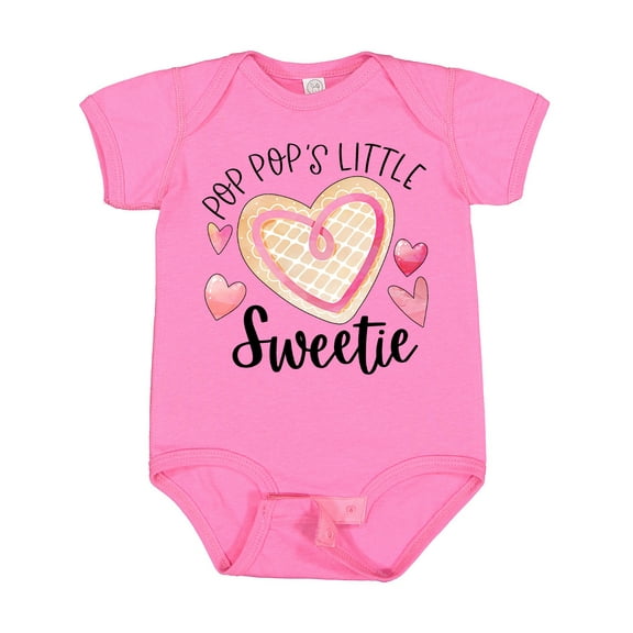 Inktastic Pop Pop's Little Sweetie with Pink Heart Cookie Boys or Girls Baby Bodysuit