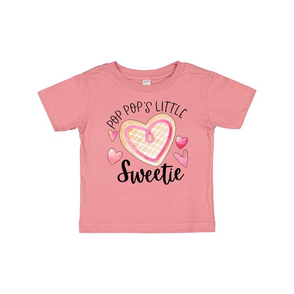 Inktastic Pop Pop's Little Sweetie with Pink Heart Cookie Boys or Girls Baby T-Shirt