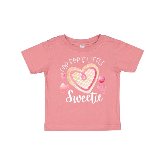 Inktastic Pop Pop's Little Sweetie with Pink Heart Cookie Boys or Girls Baby T-Shirt
