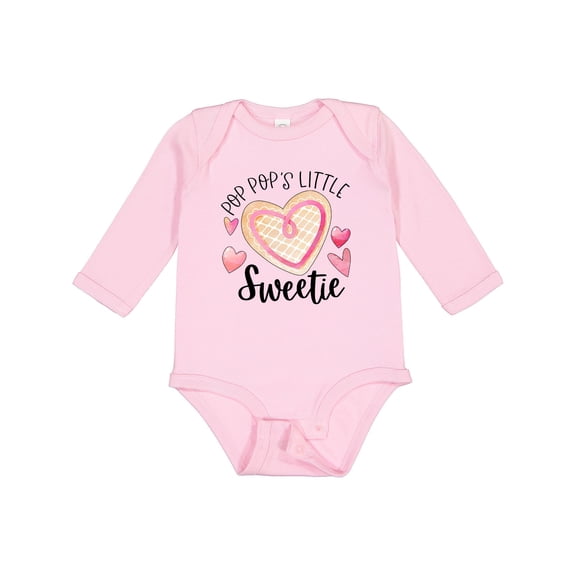 Inktastic Pop Pop's Little Sweetie with Pink Heart Cookie Boys or Girls Long Sleeve Baby Bodysuit
