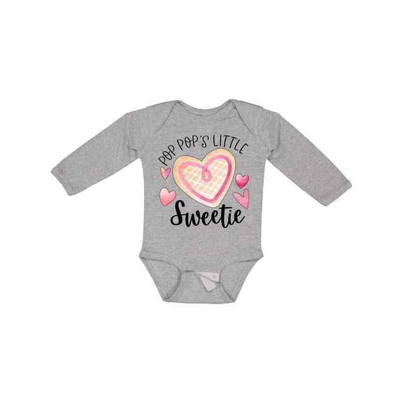 Inktastic Pop Pop's Little Sweetie with Pink Heart Cookie Boys or Girls Long Sleeve Baby Bodysuit