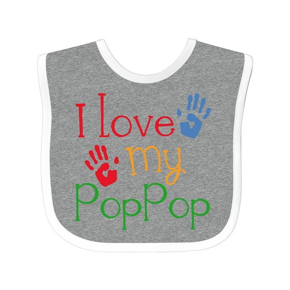 Inktastic Poppop Grandkids Handprints Boys or Girls Baby Bib