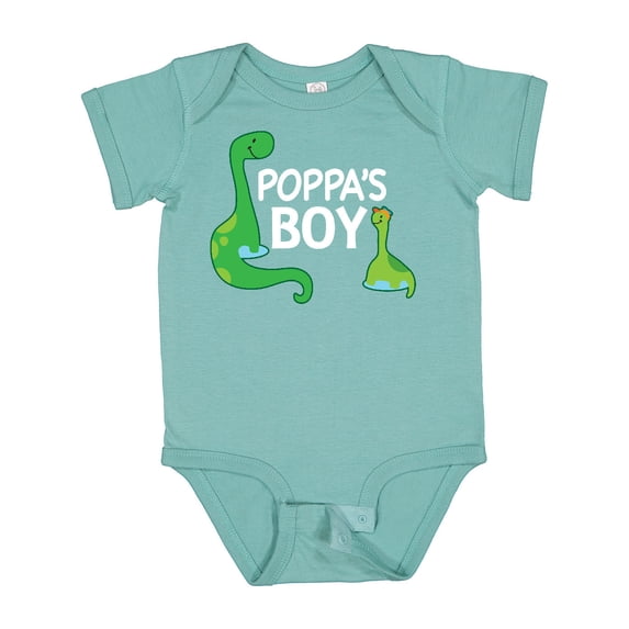 Inktastic Poppa's Boy Grandson Dinosaur Boys Baby Bodysuit