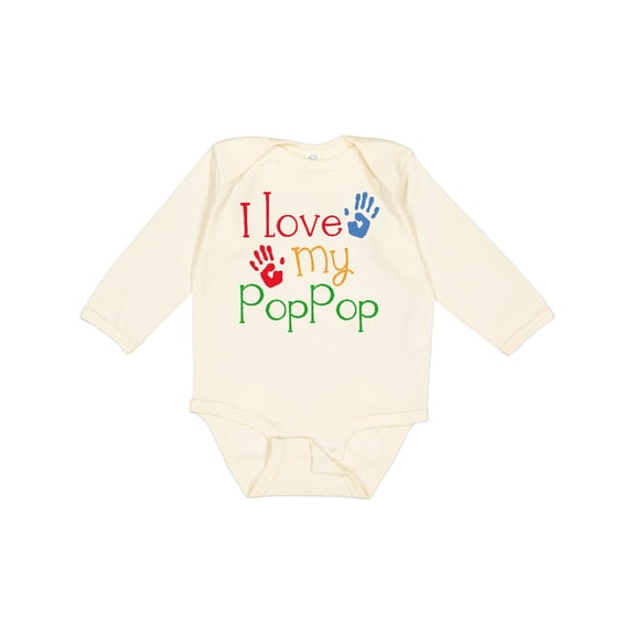 Inktastic Poppop Grandkids Handprints Boys or Girls Long Sleeve Baby Bodysuit