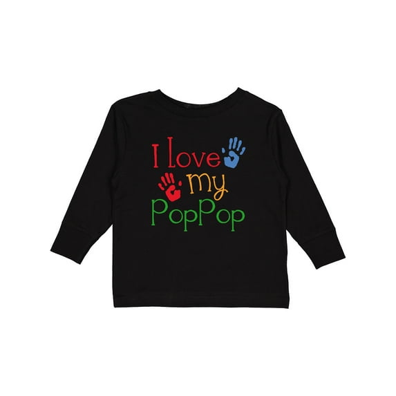 Inktastic Poppop Grandkids Handprints Boys or Girls Long Sleeve Toddler T-Shirt