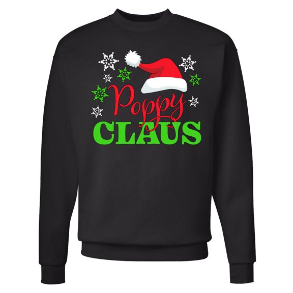Inktastic Poppy Claus with Christmas Santa Hat and Snowflakes Adult Sweatshirt