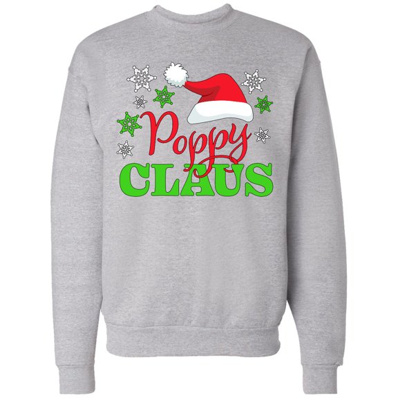 Inktastic Poppy Claus with Christmas Santa Hat and Snowflakes Adult Sweatshirt